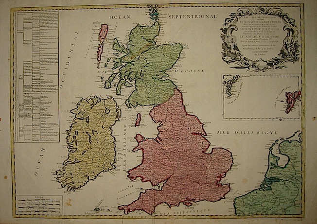 [Gendron Pedro] Les Isles Britanniques ou sont le Royaume d'Angleterre... le Royaume d'Ecosse... le Royaume d'Irlande... 1760 ca. Londres (Madrid?)